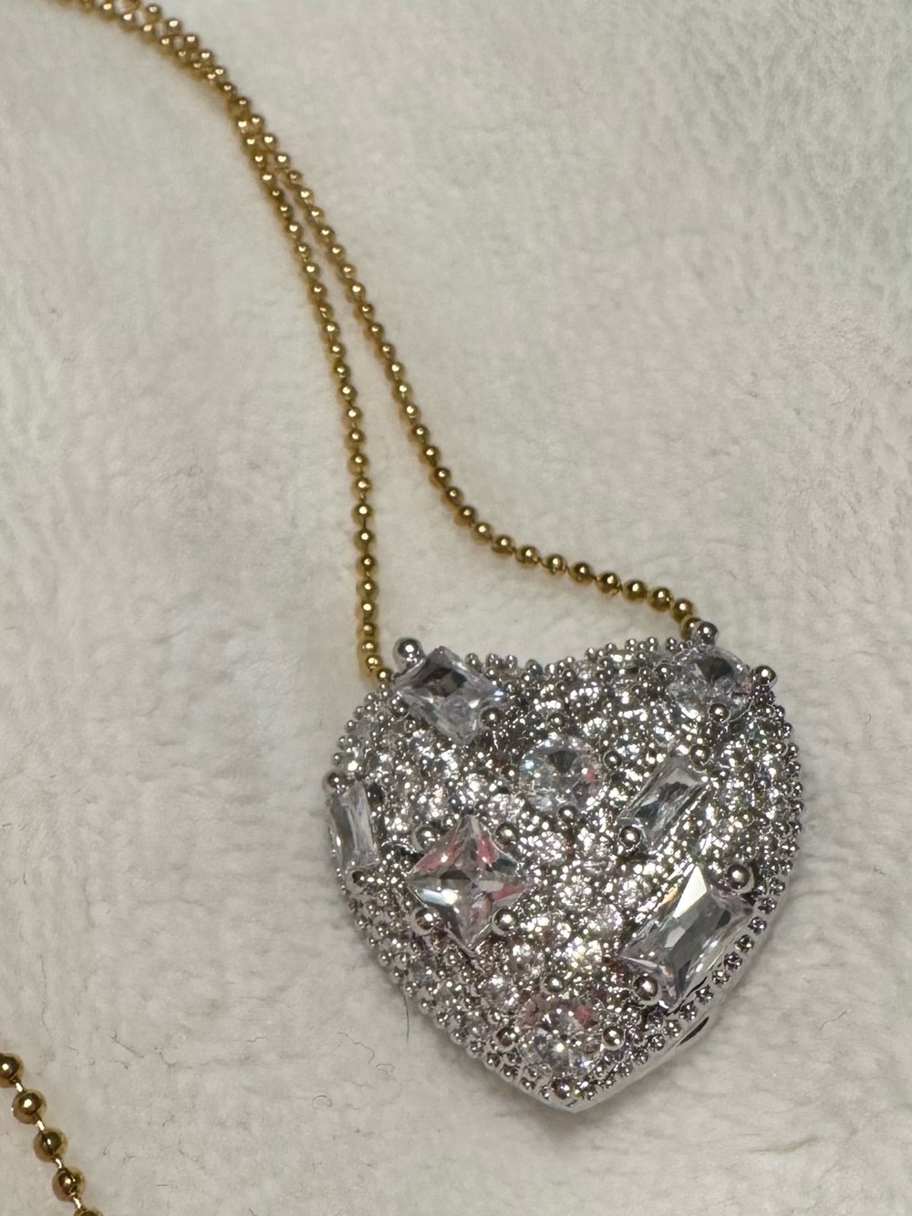 Stainless steel, sparkling heart necklace